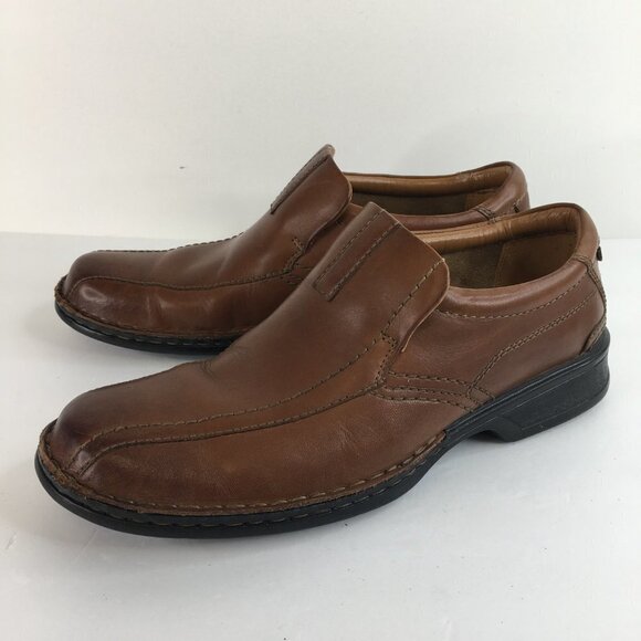 CLARKS ORTHOLITE Burnished Slip On Brown Loafers Size 9M main image 4